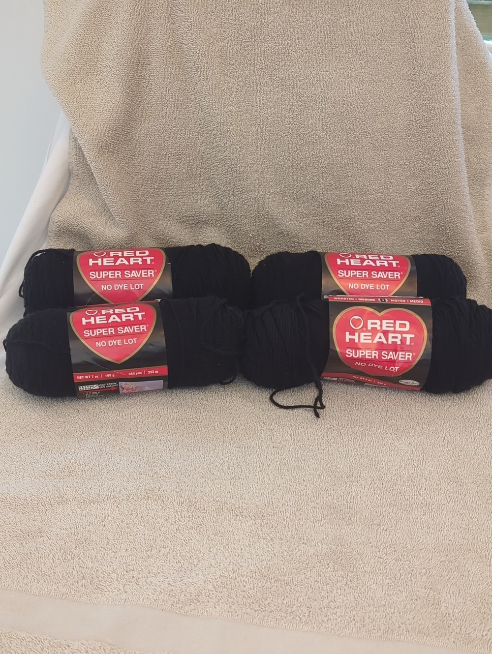4- Super Saver Red Heart  Black Yarn -